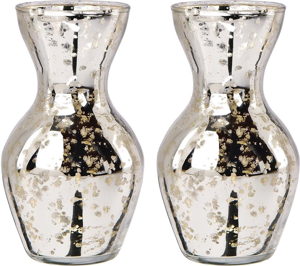 2 PACK | Mini Vintage Mercury Glass Vase (4.5-Inch, Adelaide Cone Top Design, Silver) - Decorative Flower Vase for Home Décor - AsianImportStore.com - B2B Wholesale Lighting & Decor since 2002