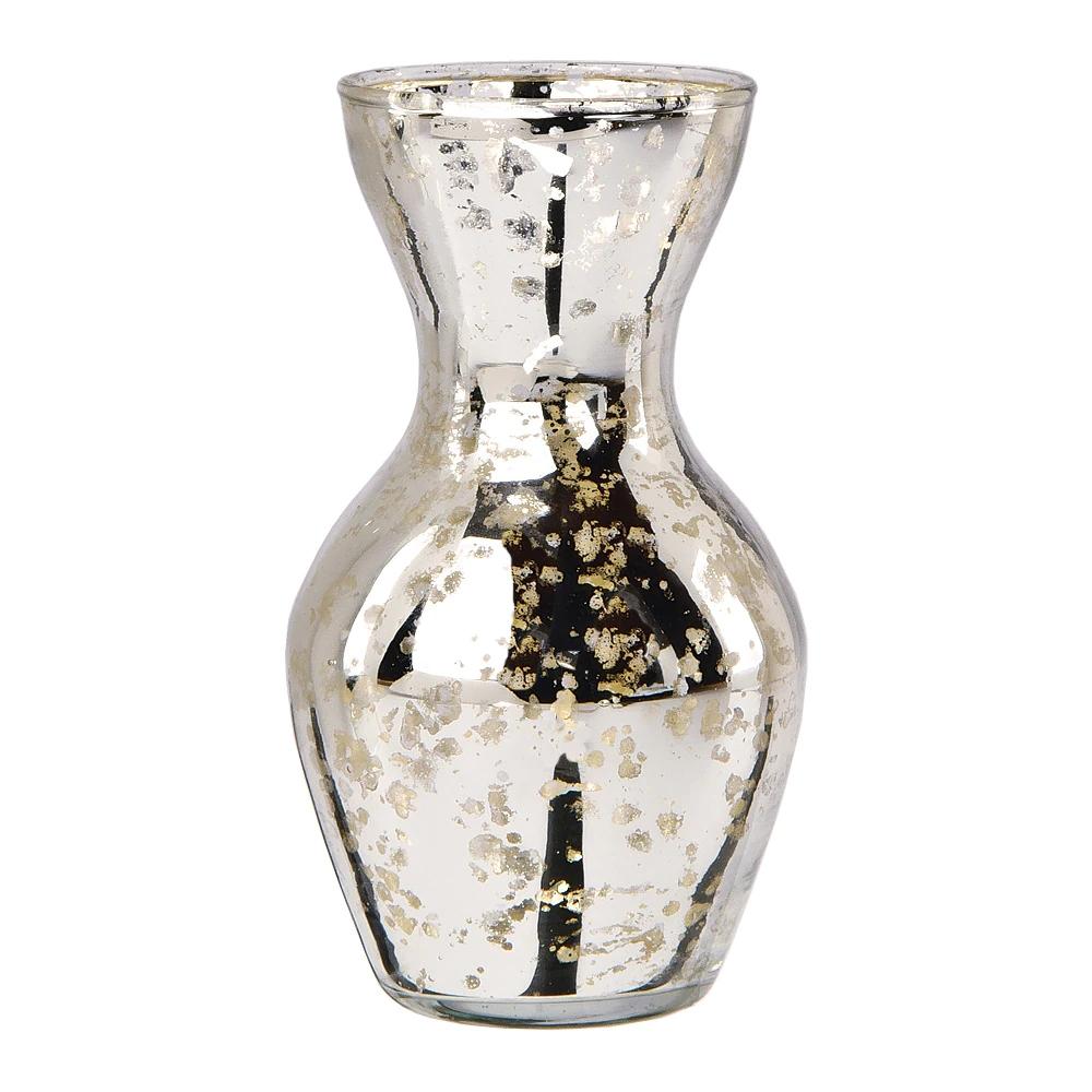 Mini Vintage Mercury Glass Vase (4.5-Inch, Adelaide Cone Top Design, Silver) - Decorative Flower Vase for Home Décor and Wedding Centerpieces - AsianImportStore.com - B2B Wholesale Lighting & Decor since 2002