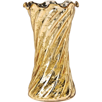 Vintage Mercury Glass Vase (6-Inch, Grace Ruffled Swirl Design, Gold) - Decorative Flower Vase - For Home Decor and Wedding Centerpieces - AsianImportStore.com - B2B Wholesale Lighting & Décor since 2002.