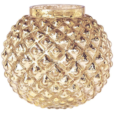 BLOWOUT (20 PACK) Vintage Mercury Glass Vase (5-Inch, Hazel Bubble Design, Gold) - Decorative Flower Vase - For Home Decor, Party Decorations, and Wedding Centerpieces