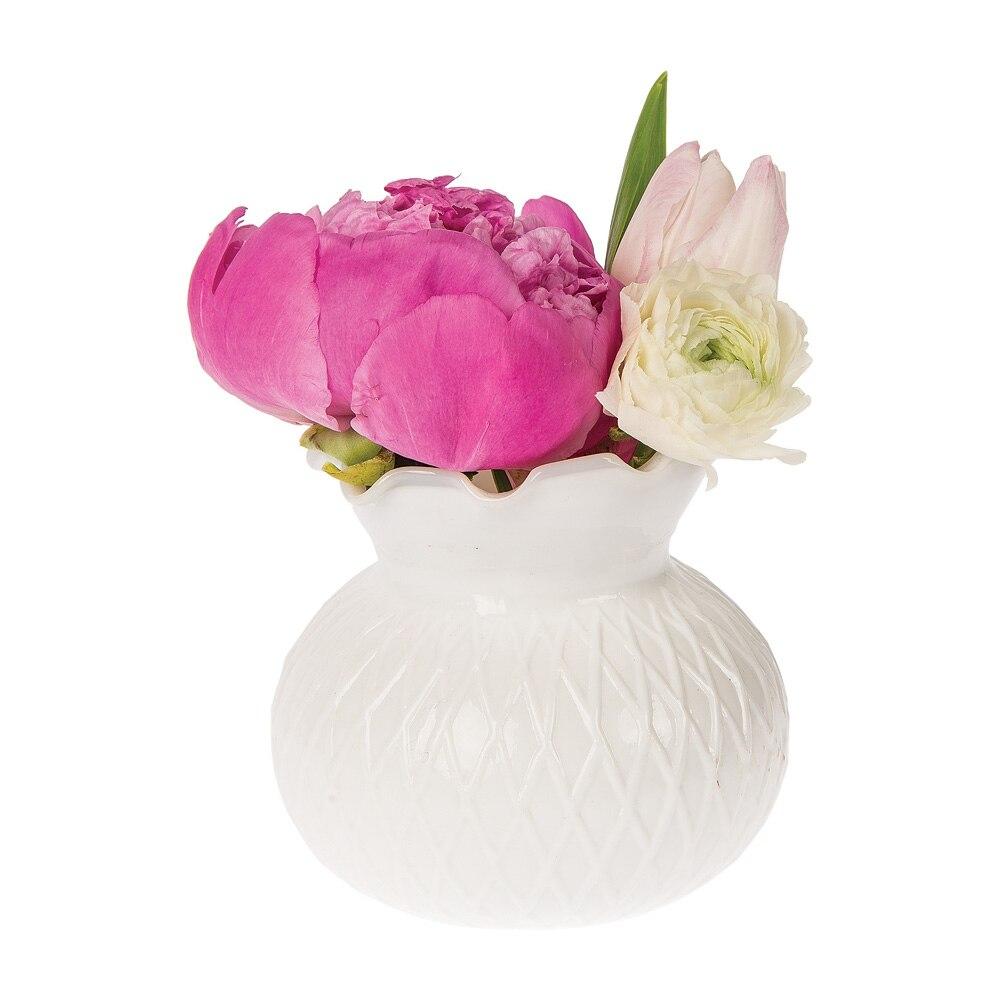 Vintage Milk Glass Vase (4-Inch, Daisy Short Ruffled Design, White) - Decorative Flower Vase - For Home Decor and Wedding Centerpieces - AsianImportStore.com - B2B Wholesale Lighting and Decor