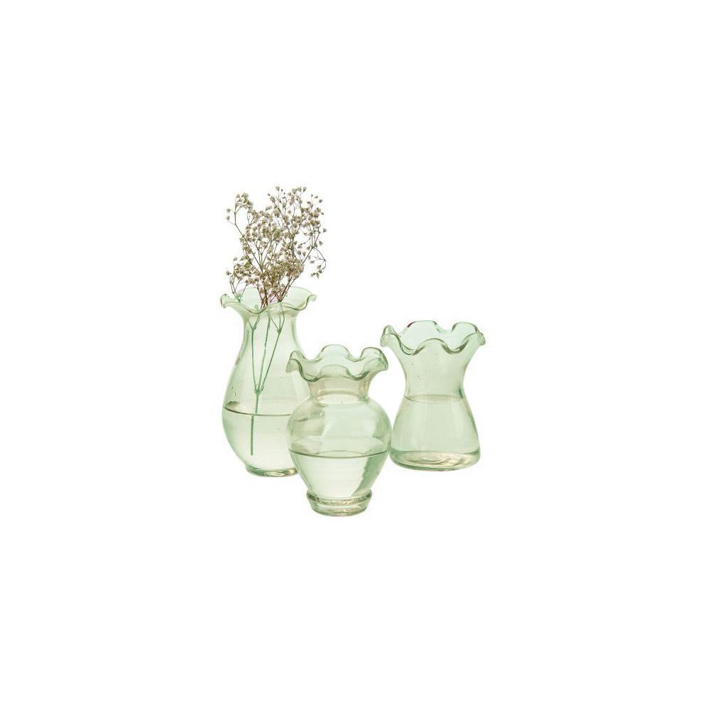 3 PACK | Vintage Glass Vase (Violet Design, Light Green) - Decorative Flower Vase - For Home Decor and Wedding Centerpieces - AsianImportStore.com - B2B Wholesale Lighting and Decor