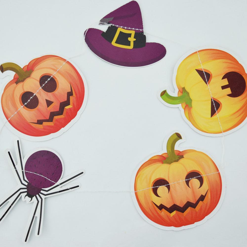 BLOWOUT (100 PACK) Halloween Jack-O-Lantern / Witch / Spider Paper Garland Banner (10FT)