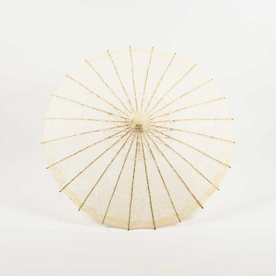 28" Beige / Ivory Lace Cotton Fabric Bamboo Parasol Umbrella - AsianImportStore.com - B2B Wholesale Lighting and Decor