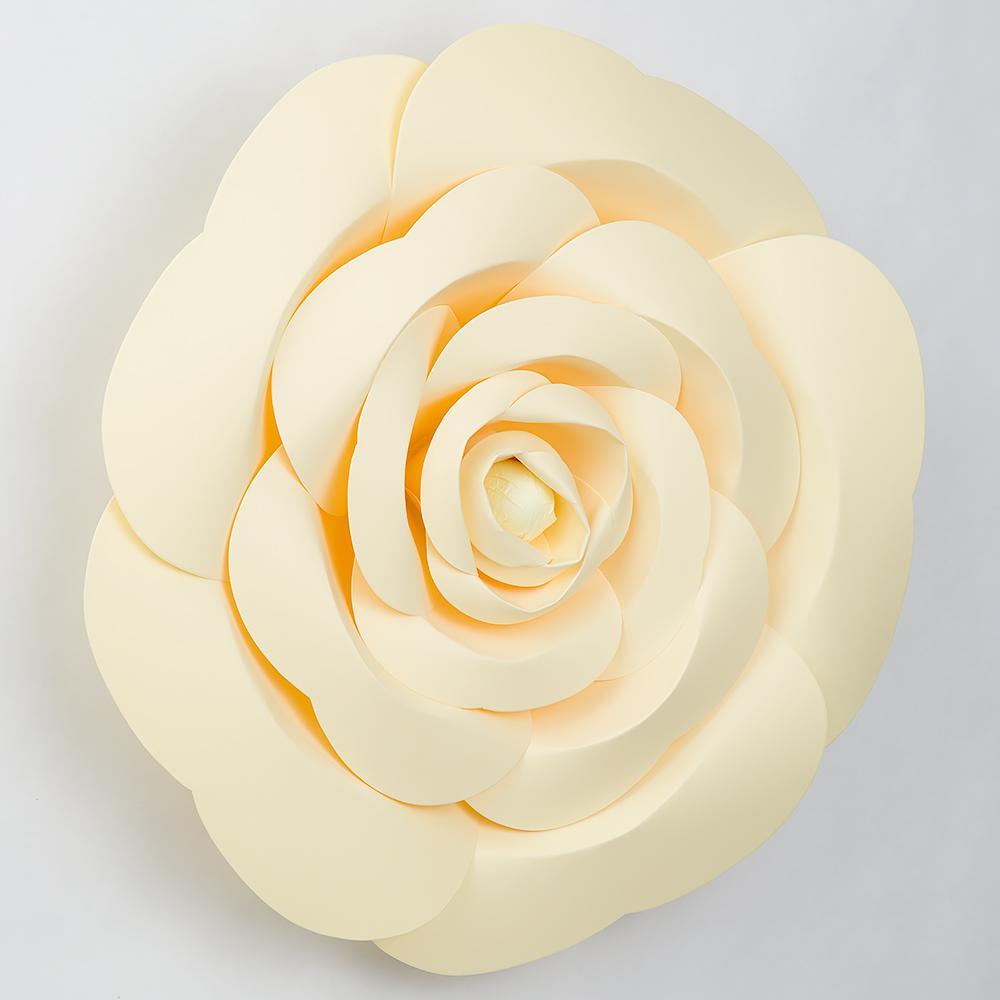 Premium Large 12" Pre-made Vanilla Cream Beige Garden Rose Paper Flower Backdrop Wall Decor for Weddings, Photo Shoots, Birthday Parties and more (24 PACK) - AsianImportStore.com - B2B Wholesale Lighting and Décor