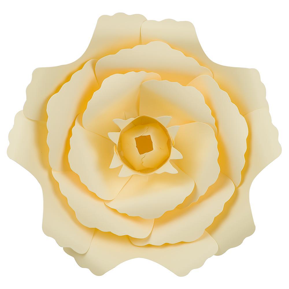 (Discontinued) (24 PACK) Large 12" Vanilla Cream Beige Peony Paper Flower Backdrop Wall Decor, 3D Premade