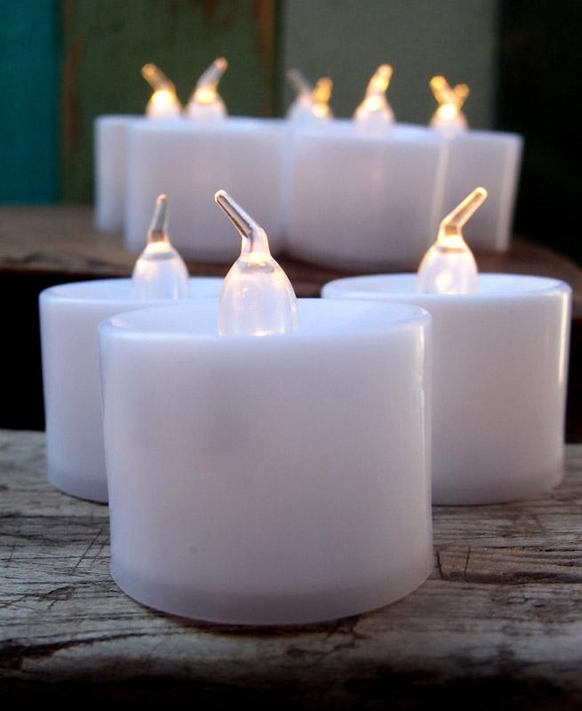 LED Battery Operated Tea Light Candles - Cool White (12 Pack