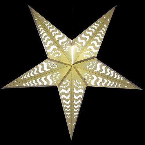 3-PACK + Cord | White Tidal Waves Cut-Out 24" Illuminated Paper Star Lanterns and Lamp Cord Hanging Decorations - AsianImportStore.com - B2B Wholesale Lighting and Decor