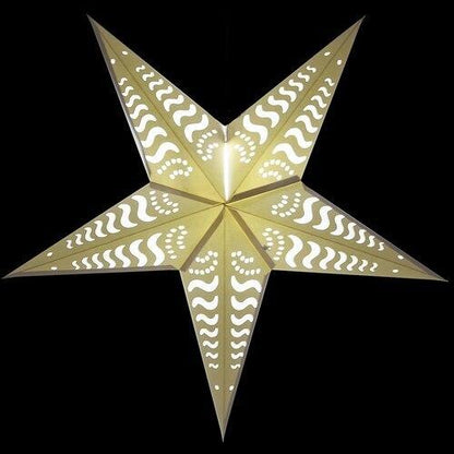 3-PACK + Cord | White Tidal Waves Cut-Out 24" Illuminated Paper Star Lanterns and Lamp Cord Hanging Decorations - AsianImportStore.com - B2B Wholesale Lighting and Decor