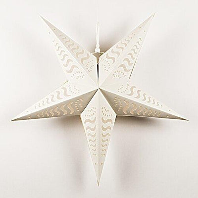 3-PACK + Cord | White Tidal Waves Cut-Out 24" Illuminated Paper Star Lanterns and Lamp Cord Hanging Decorations - AsianImportStore.com - B2B Wholesale Lighting and Decor
