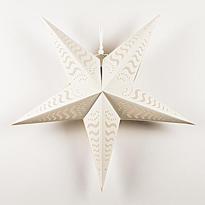 24" Solid White Tidal Waves Cut-Out Paper Star Lantern, Chinese Hanging Wedding & Party Decoration - AsianImportStore.com - B2B Wholesale Lighting and Decor
