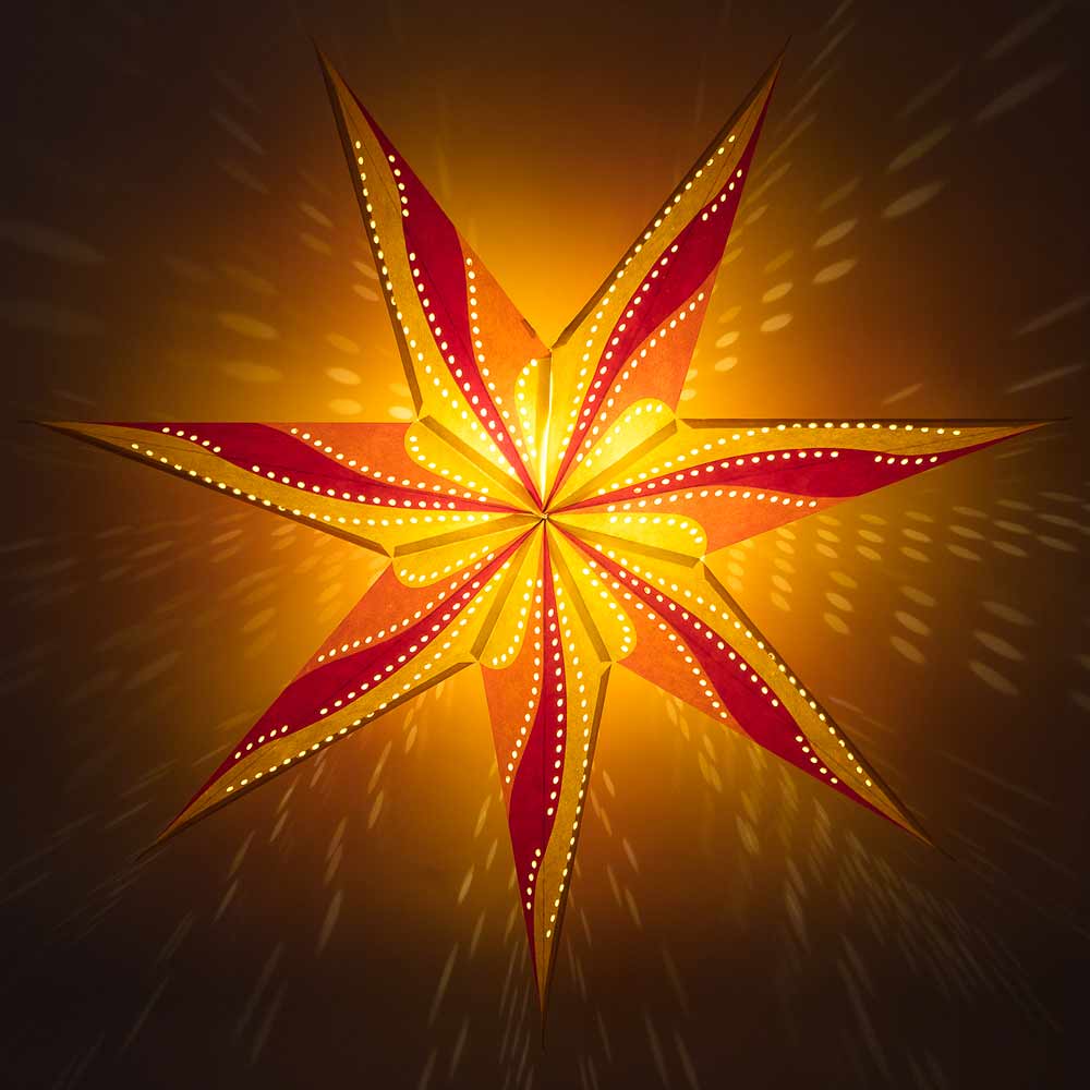 38" Large Orange Yellow Red Pinwheel Paper Star Lantern, Hanging Decoration - AsianImportStore.com - B2B Wholesale Lighting and Decor