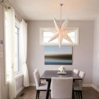 Pizzelle Paper Star Lantern (32-Inch, White, Holiday Spirit Snowflake Design) - Holiday and Snowflake Decorations, Weddings, Parties, Home Decor - AsianImportStore.com - B2B Wholesale Lighting and Decor