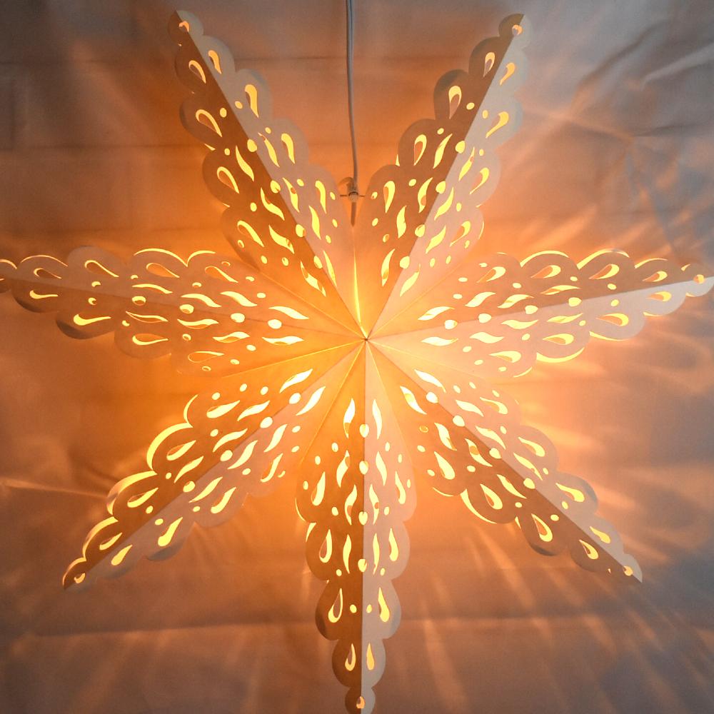 Pizzelle Paper Star Lantern (32-Inch, White, Holiday Spirit Snowflake Design) - Holiday and Snowflake Decorations, Weddings, Parties, Home Decor - AsianImportStore.com - B2B Wholesale Lighting and Decor