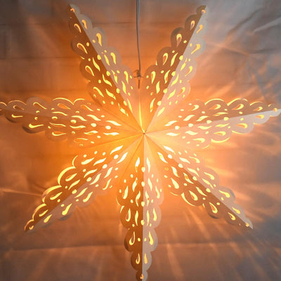 Pizzelle Paper Star Lantern (32-Inch, White, Holiday Spirit Snowflake Design) - Holiday and Snowflake Decorations, Weddings, Parties, Home Decor - AsianImportStore.com - B2B Wholesale Lighting and Decor