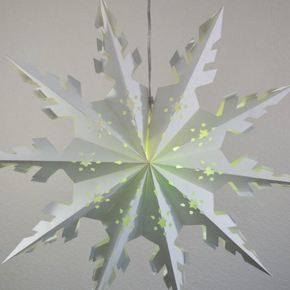 Pizzelle Paper Star Lantern (32-Inch, White, Winter Peppermint Snowflake Design) - Great With or Without Lights - Ideal for Holiday and Snowflake Decorations, Weddings, Parties, and Home Decor - AsianImportStore.com - B2B Wholesale Lighting and Decor