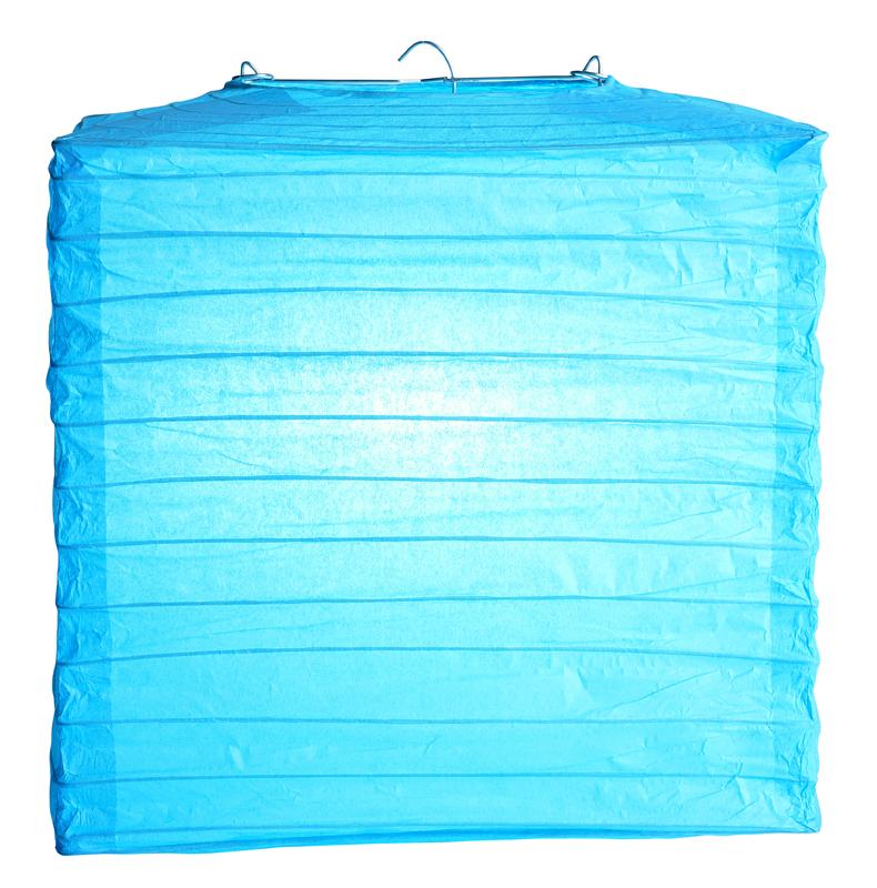 10" Turquoise Square Shaped Paper Lantern - AsianImportStore.com - B2B Wholesale Lighting and Decor