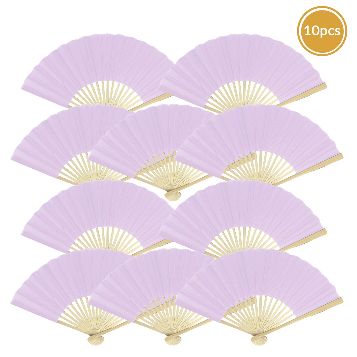 9" Lavender Silk Hand Fans for Weddings (10 Pack) - AsianImportStore.com - B2B Wholesale Lighting and Decor
