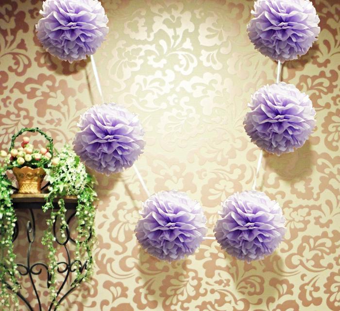 EZ-Fluff 6" Lavender Hanging Tissue Paper Flower Pom Pom, Party Garland Decoration (20 PACK) - AsianImportStore.com - B2B Wholesale Lighting and Décor