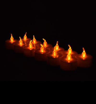 (Discontinued) (108 PACK) Amber Orange LED Battery Operated Flameless Tea Light - White Color Candles