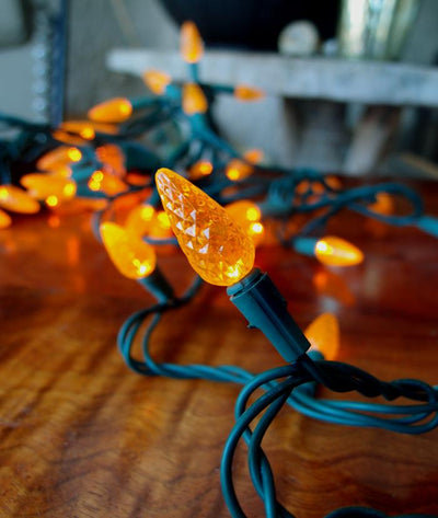 70 Outdoor Orange LED C6 Halloween String Lights, 24 FT Green Cord, Weatherproof, Expandable - AsianImportStore.com - B2B Wholesale Lighting and Decor