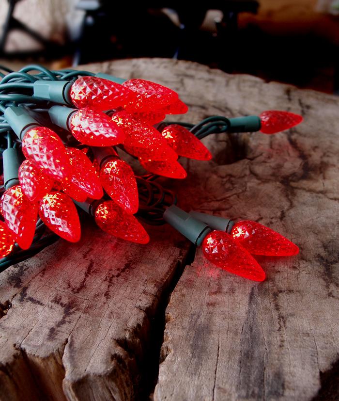 70 Outdoor Red LED C6 Strawberry String Lights, 24 FT Green Cord, Weatherproof, Expandable - AsianImportStore.com - B2B Wholesale Lighting and Decor