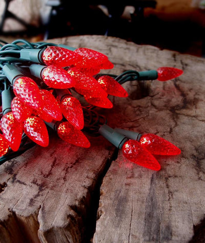 70 Outdoor Red LED C6 Strawberry String Lights, 24 FT Green Cord, Weatherproof, Expandable - AsianImportStore.com - B2B Wholesale Lighting and Decor