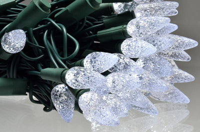 25 Outdoor Cool White LED C7 Strawberry String Lights, 16.6FT Green Cord, Weatherproof, Expandable - AsianImportStore.com - B2B Wholesale Lighting and Decor