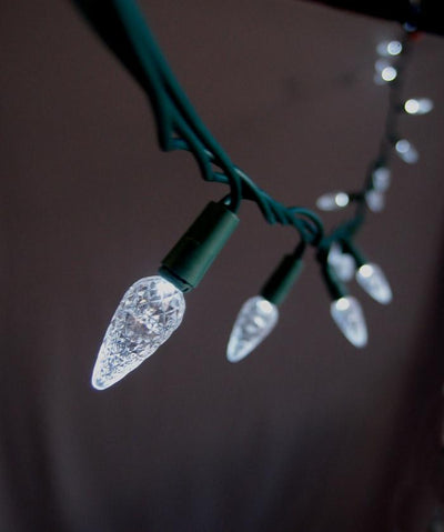 25 Outdoor Cool White LED C7 Strawberry String Lights, 16.6FT Green Cord, Weatherproof, Expandable - AsianImportStore.com - B2B Wholesale Lighting and Decor