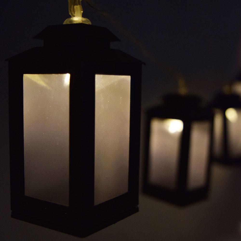  10 LED Black Candle Lantern Tea Light String Light, 5.5 FT, Battery Operated - AsianImportStore.com - B2B Wholesale Lighting and Decor