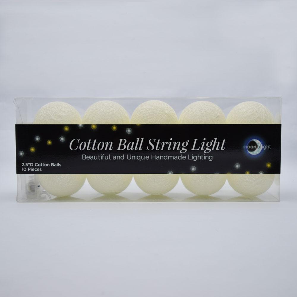 5.5 FT | 10 LED Battery Operated Beige Round Cotton Ball String Lights With Timer - AsianImportStore.com - B2B Wholesale Lighting and Decor