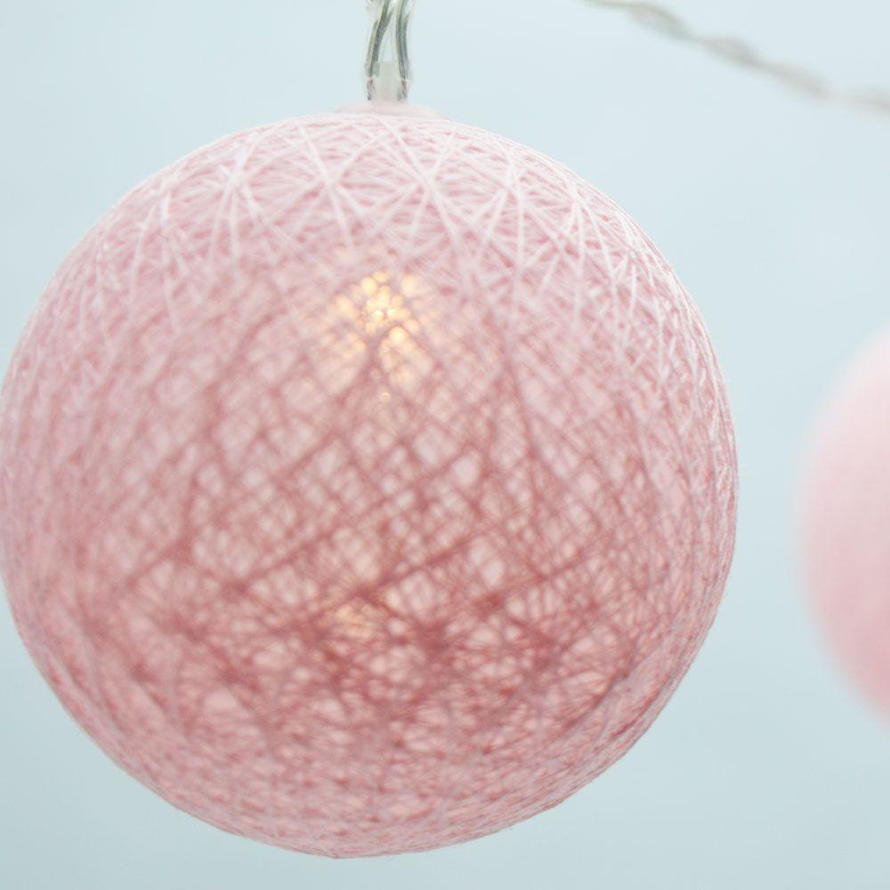 5.5 FT | 10 LED Battery Operated Pink Round Cotton Ball String Lights With Timer - AsianImportStore.com - B2B Wholesale Lighting and Decor