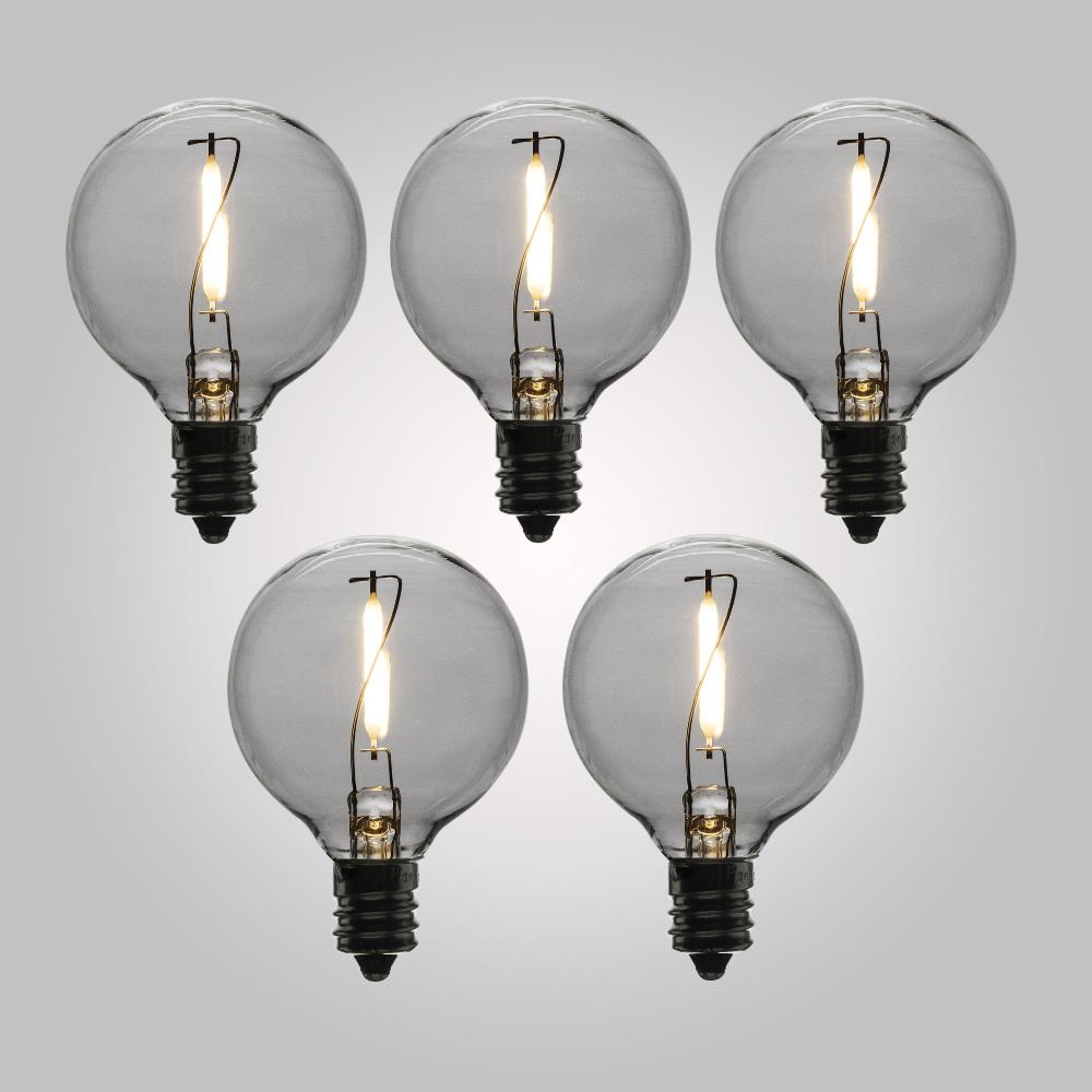 LED Filament Light Bulbs, G40 Globe Vintage Look, Energy Saving, E12 Base, 1 Watt (5-PACK) - AsianImportStore.com - B2B Wholesale Lighting and Decor