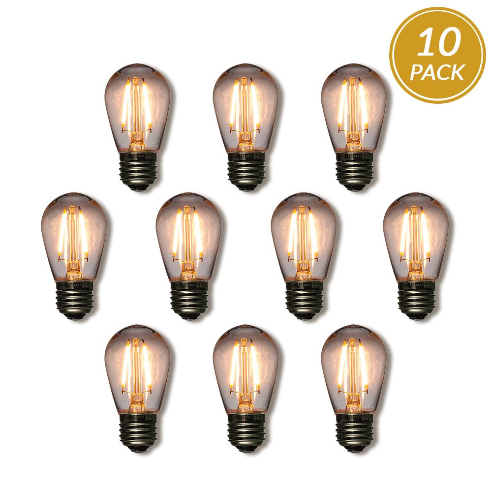 10-Pack LED Filament S14 Shatterproof Light Bulb, Dimmable, 2W,  E26 Medium Base - AsianImportStore.com - B2B Wholesale Lighting and Decor