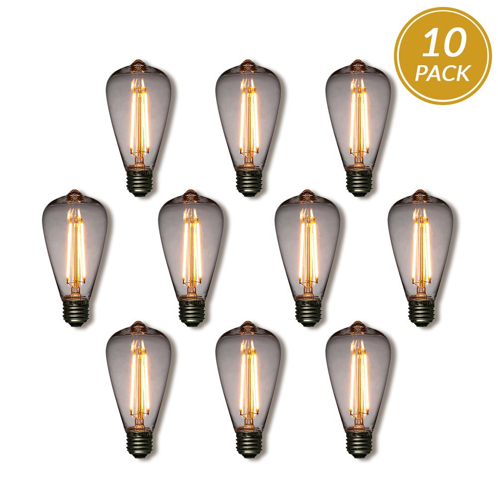10-Pack LED Filament ST64 Shatterproof Light Bulb, Dimmable, 2W,  E26 Medium Base - AsianImportStore.com - B2B Wholesale Lighting and Decor