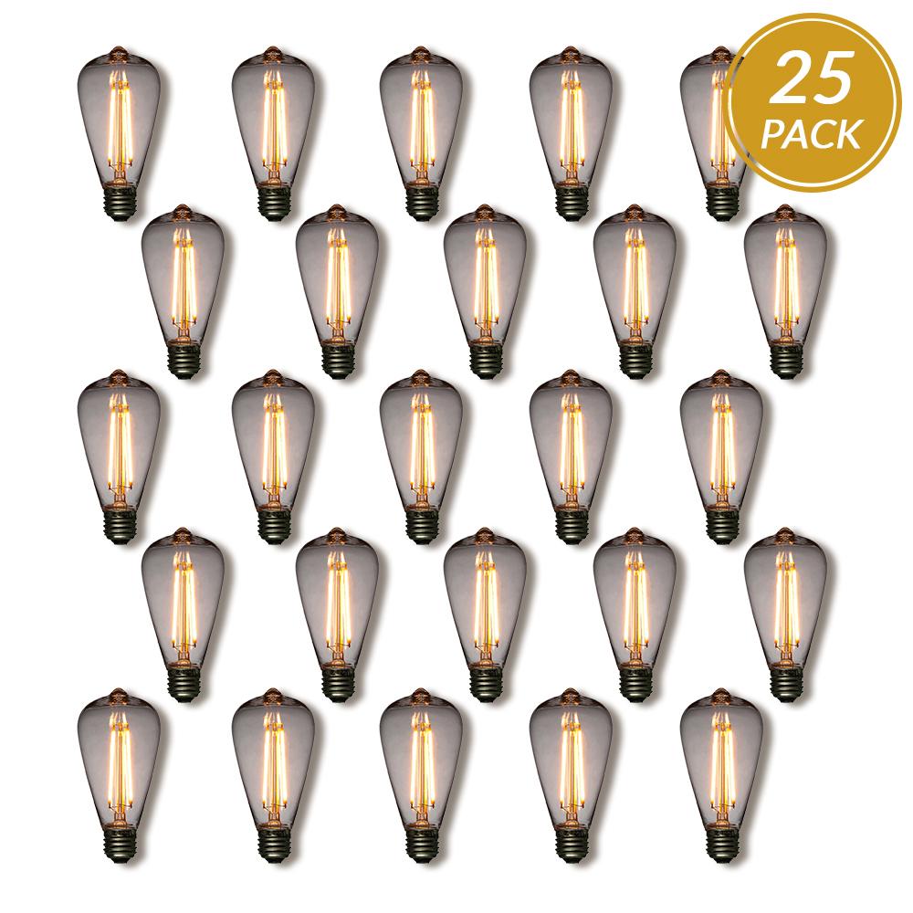 25-Pack LED Filament ST64 Shatterproof Light Bulb, Dimmable, 2W,  E26 Medium Base - AsianImportStore.com - B2B Wholesale Lighting and Decor