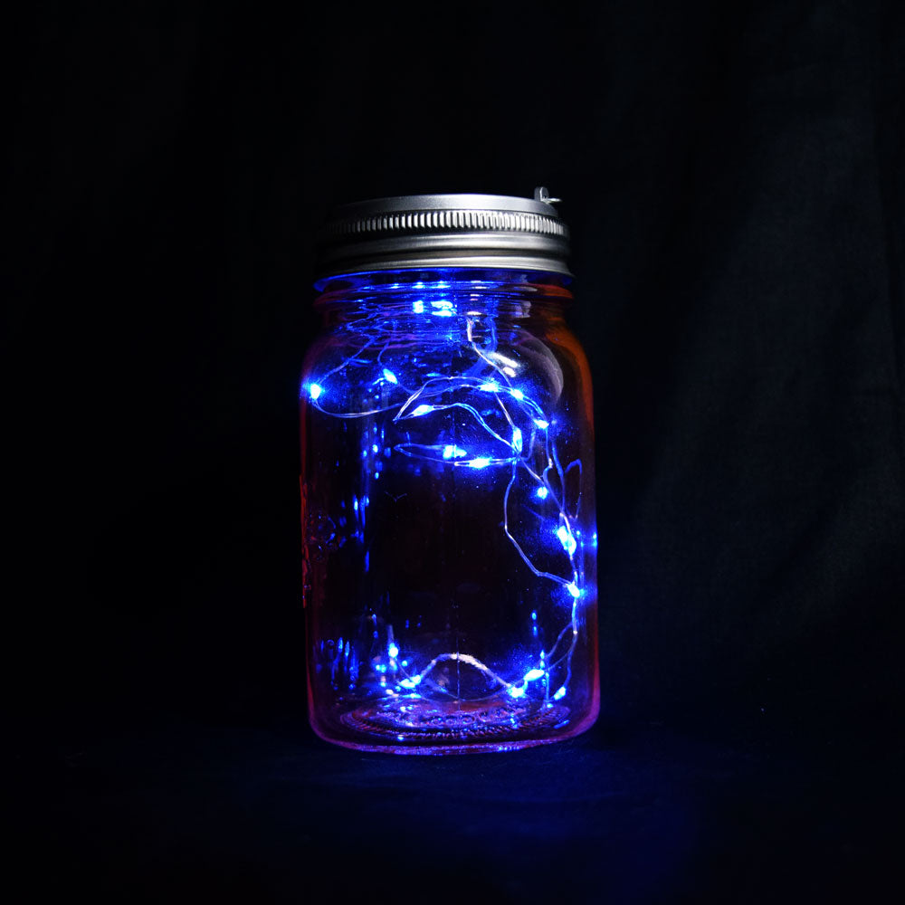 (Discontinued) Fantado MoonBright™ BULK PACK (6) LED Mason Jar Lights, Battery Powered for Wide Mouth - Blue (Lid Light Only)