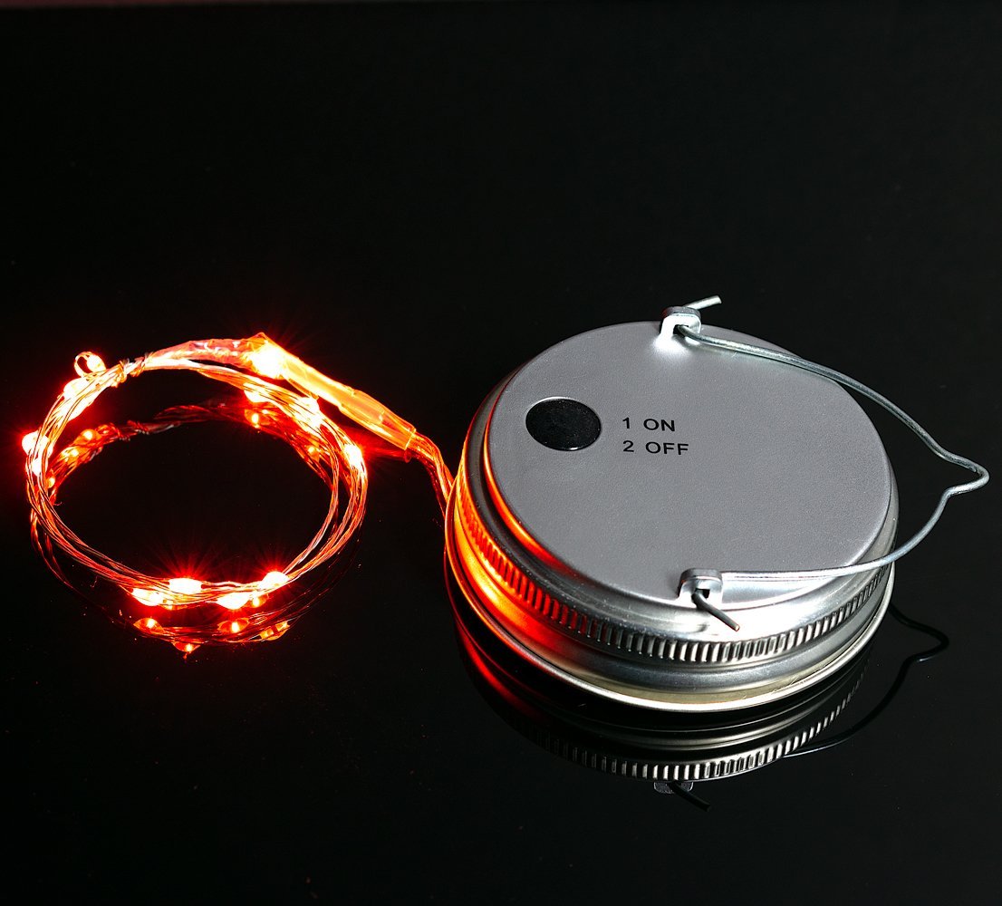 MoonBright&#8482; LED Mason Jar Lights, Battery Powered for Regular Mouth - Orange (Lid Light Only) (50 PACK) - AsianImportStore.com - B2B Wholesale Lighting and Décor