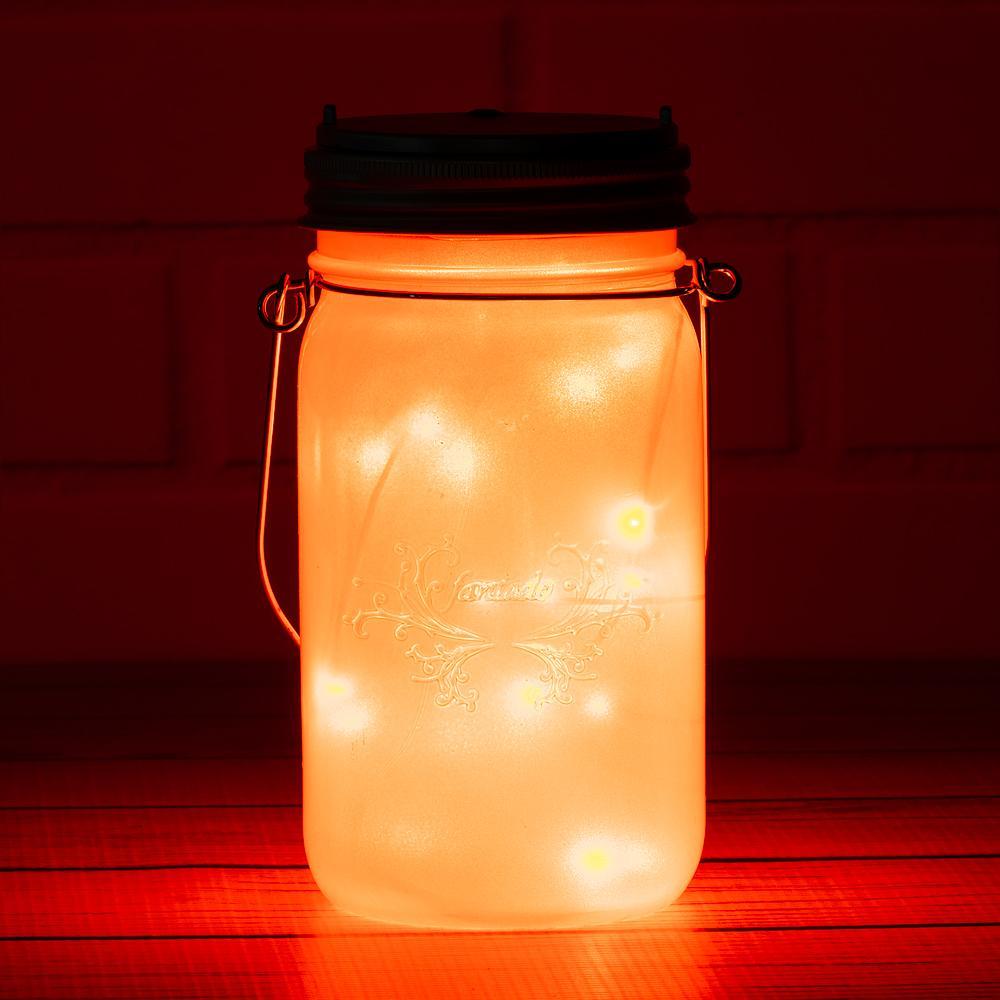 BLOWOUT (50 PACK) MoonBright™ LED Mason Jar Light, Battery Powered for Wide Mouth - Orange (Lid Light Only)