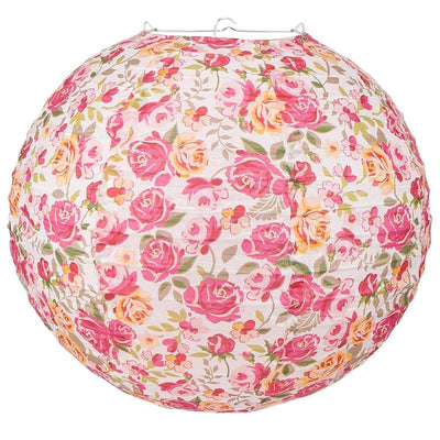 14" Liberty Print Fuchsia Rose  Floral Pattern Paper Lantern, Design by Esper - AsianImportStore.com - B2B Wholesale Lighting and Decor