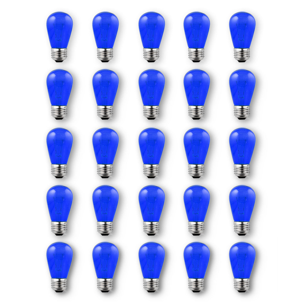 (Discontinued) Replacement Transparent Blue 11-Watt Incandescent S14 Sign Light Bulbs, E26 Medium Base (25 PACK)