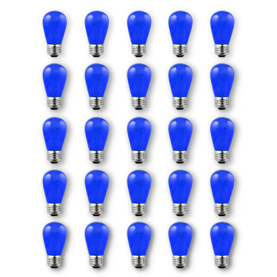 (Discontinued) Replacement Transparent Blue 11-Watt Incandescent S14 Sign Light Bulbs, E26 Medium Base (25 PACK)