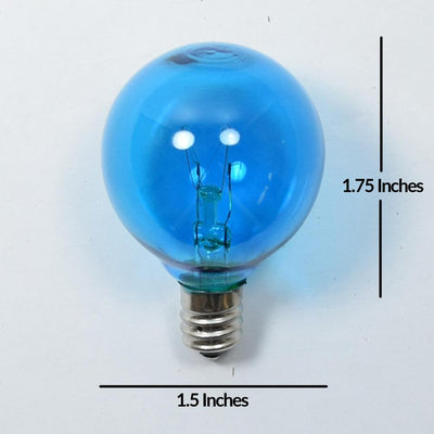 Replacement Transparent Blue 7-Watt Incandescent G40 Globe Light Bulbs, E12 Candelabra Base (25 PACK) - AsianImportStore.com - B2B Wholesale Lighting and Decor