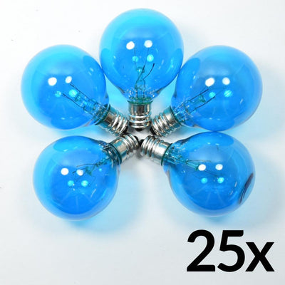Replacement Transparent Blue 7-Watt Incandescent G40 Globe Light Bulbs, E12 Candelabra Base (25 PACK) - AsianImportStore.com - B2B Wholesale Lighting and Decor