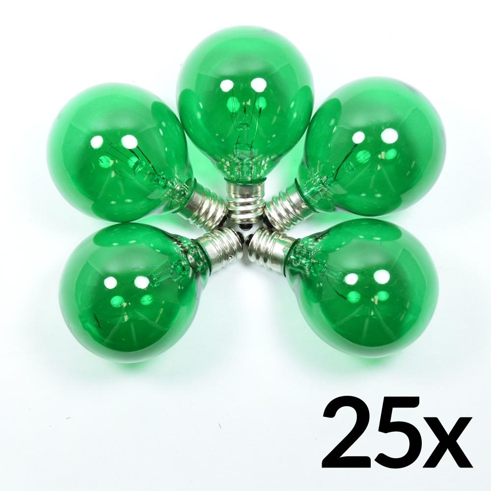 Replacement Transparent Green 7-Watt Incandescent G40 Globe Light Bulbs, E12 Candelabra Base (25 PACK) - AsianImportStore.com - B2B Wholesale Lighting and Decor