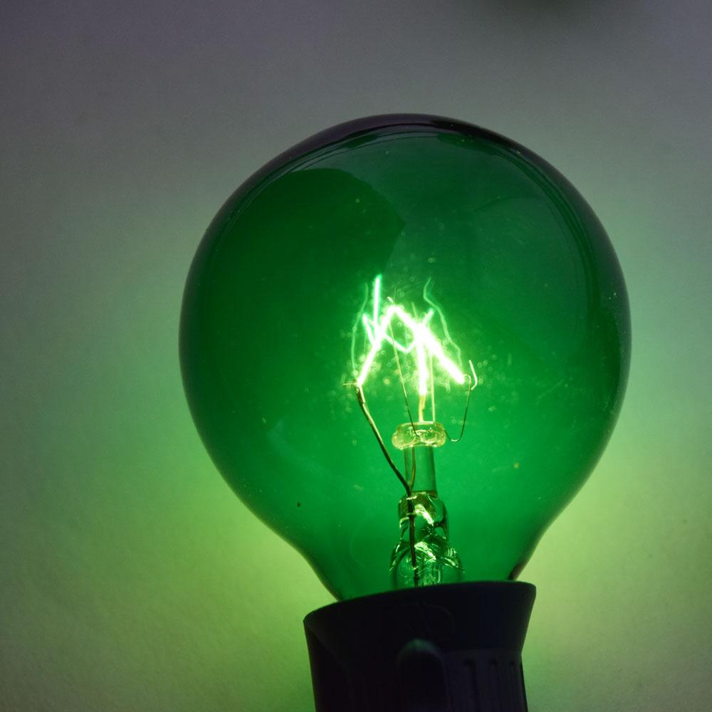 Replacement Transparent Green 7-Watt Incandescent G40 Globe Light Bulbs, E12 Candelabra Base (25 PACK) - AsianImportStore.com - B2B Wholesale Lighting and Decor
