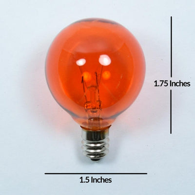 Replacement Transparent Orange 7-Watt Incandescent G40 Globe Light Bulbs, E12 Candelabra Base (25 PACK) - AsianImportStore.com - B2B Wholesale Lighting and Decor