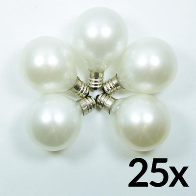 Replacement Transparent Pearl White 7-Watt Incandescent G40 Globe Light Bulbs, E12 Candelabra Base (25 PACK) - AsianImportStore.com - B2B Wholesale Lighting and Decor