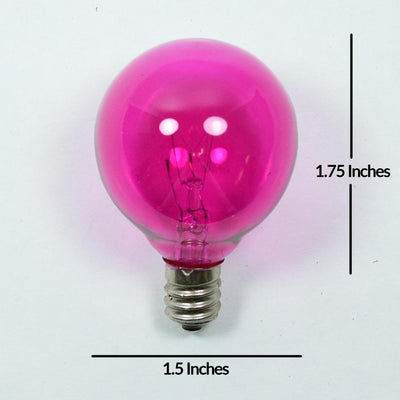 Replacement Transparent Pink 7-Watt Incandescent G40 Globe Light Bulbs, E12 Candelabra Base (25 PACK) - AsianImportStore.com - B2B Wholesale Lighting and Decor