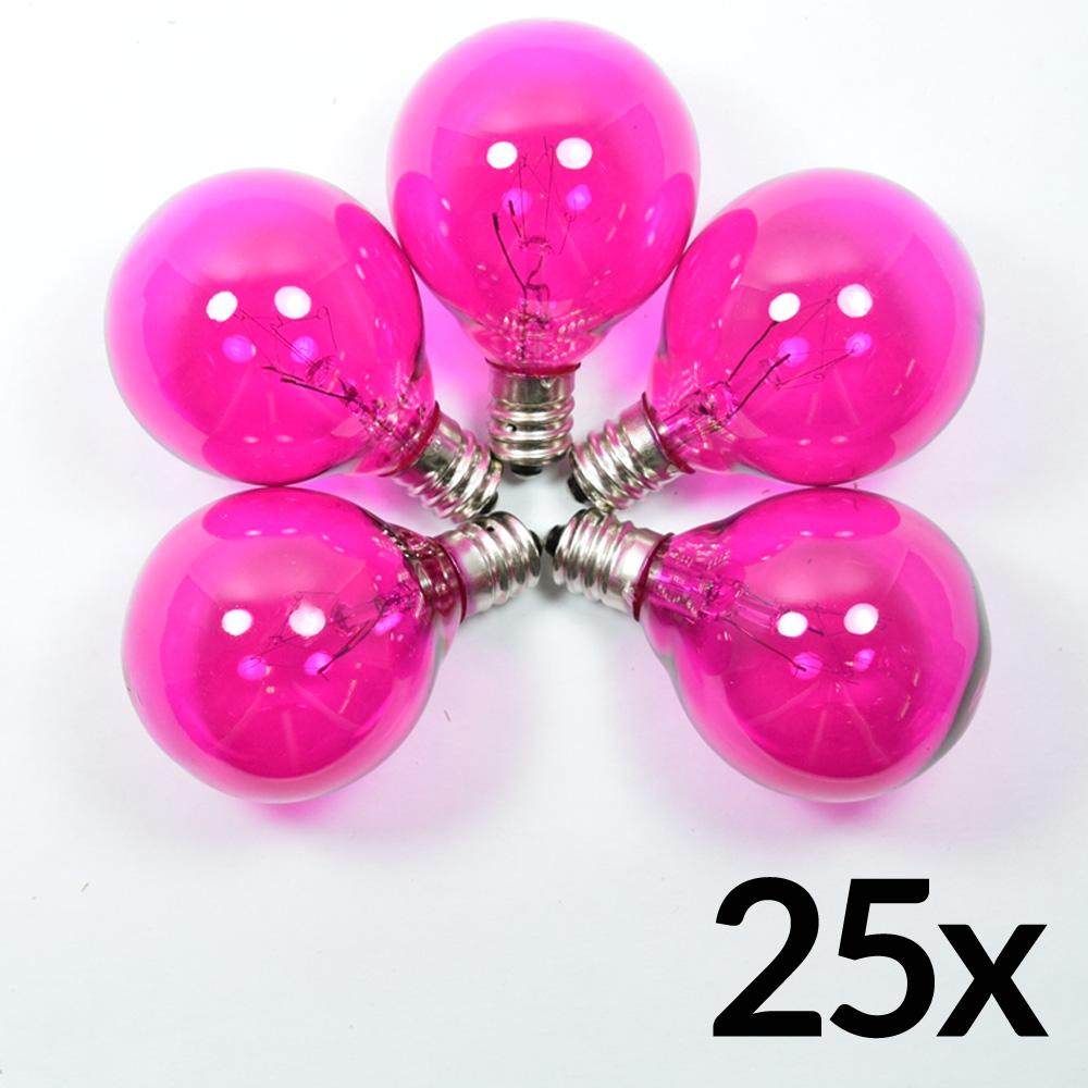 Replacement Transparent Pink 7-Watt Incandescent G40 Globe Light Bulbs, E12 Candelabra Base (25 PACK) - AsianImportStore.com - B2B Wholesale Lighting and Decor